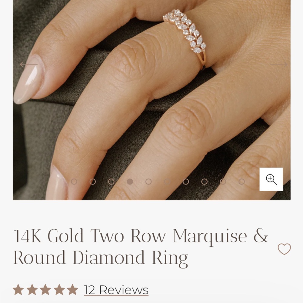 14K Gold Marquise & Round Diamond Ring